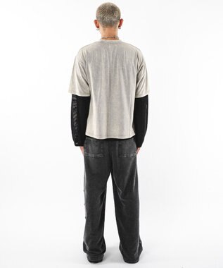 WEGO 【ユニセックス着用ITEM】ブリーチスタッズロゴスウェットパンツ スミクロ