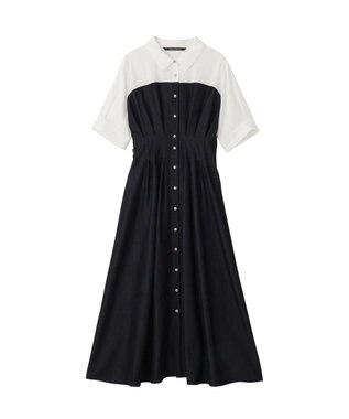 YECCA VECCA ハーフスリーブベアドッキングワンピース Navy