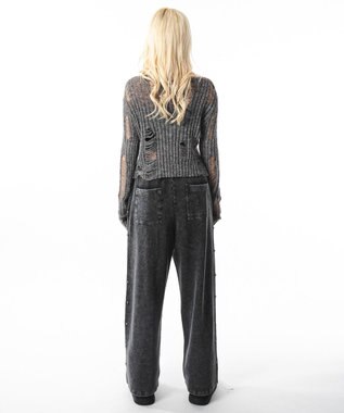 WEGO 【ユニセックス着用ITEM】ブリーチスタッズロゴスウェットパンツ スミクロ