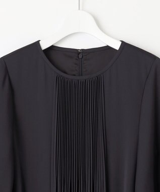 自由区 【洗える・XSサイズあり】フロントプリーツ ドレス ネイビー系