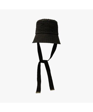 林八百吉商店 un chapeau　ひも付きチェックハット ブラック
