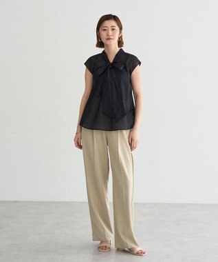 YECCA VECCA シアーボウタイブラウス Black