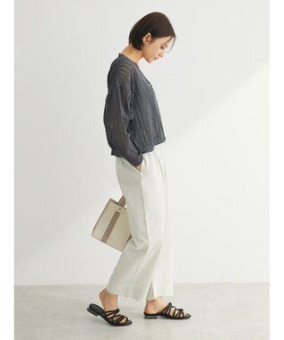 Green Parks インド綿　レース編みカーディガン Gray