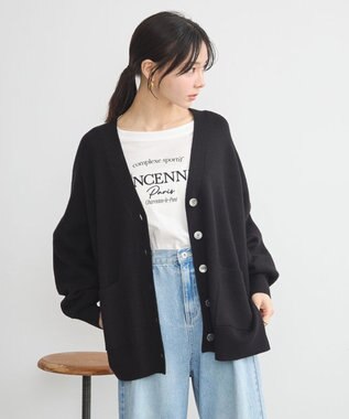 earth music&ecology やわらかタッチカーディガン Black