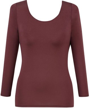 Wing カップ付きインナー あったか素材 ブラトップ ラク きれいなバストシルエット 【シンクロブラトップ 保温タイプ】 8分袖 長袖 秋 冬 ET1863 ウイング／ワコール ワイン