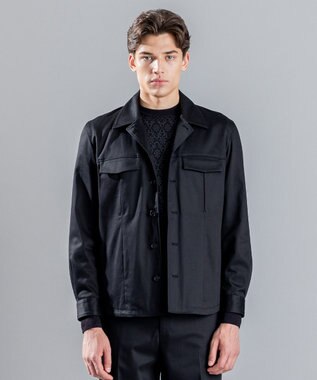 JOSEPH HOMME スムースサテンストレッチ　CPOシャツ ブラック系