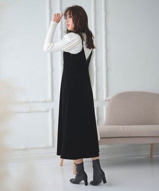 Feroux 【2WAY】パールストラップベロア ジャンスカ ブラック系