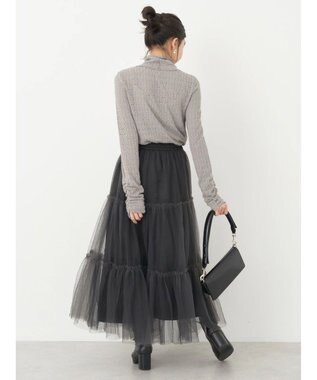 earth music&ecology 起毛レースハイネックインナー Gray Beige