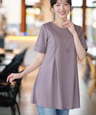 Tiaclasse 【サラごこち】はしごレースチュニック ピンクモカ