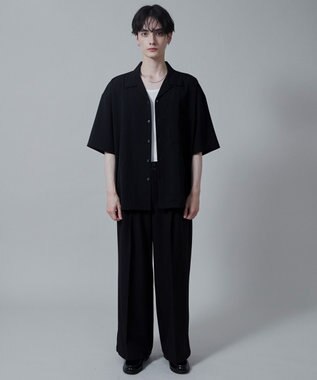 WEGO 【速乾/シワになりにくい】ドライポリオープンカラーシャツ(S) ブラック