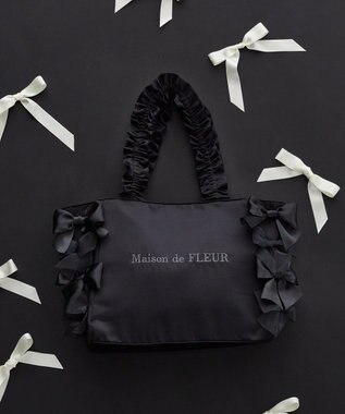 Maison de FLEUR リボンギャザーハンドルトートバッグ