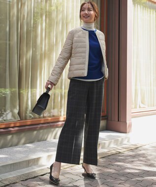 ANY SIS ビューティサーモ2WAYストレッチ ワイドパンツ グレーチェック