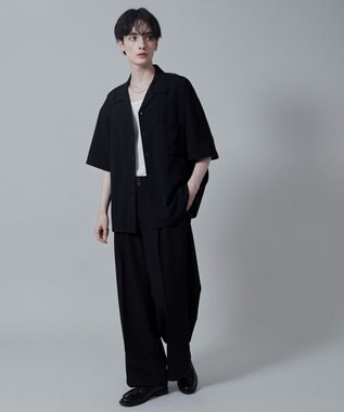 WEGO 【速乾/シワになりにくい】ドライポリオープンカラーシャツ(S) ブラック