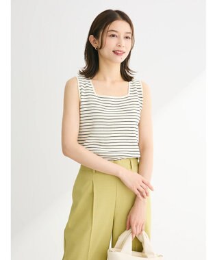 Green Parks ノースリーブスクエアニットプルオーバー Border