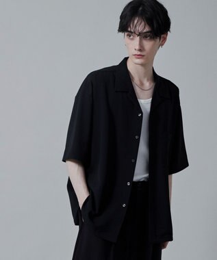 WEGO 【速乾/シワになりにくい】ドライポリオープンカラーシャツ(S) ブラック