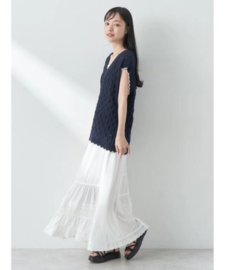 earth music&ecology クロッシェラインニットベスト Navy