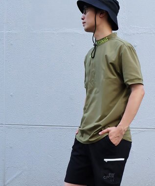 PW CIRCULUS 【UVカット / 吸水速乾 / 伸縮性抜群】【MEN】バックメッシュ切り替えモックT カーキ系