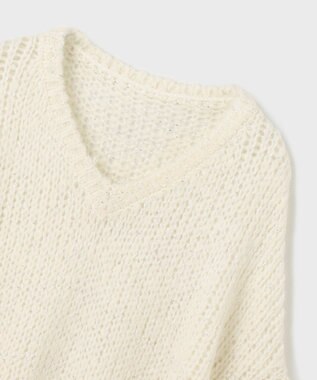 GRACE CONTINENTAL スパンコール畦ニットトップ ホワイト