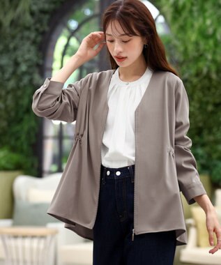 Tiaclasse L 【洗える】バックドロストフリルブルゾン モカ