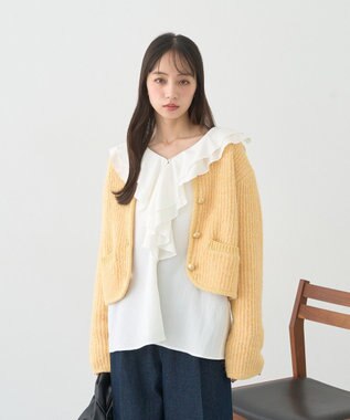 earth music&ecology ラッフルカラーブラウス Off White