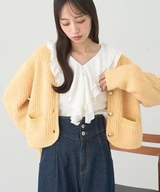 earth music&ecology ラッフルカラーブラウス Off White