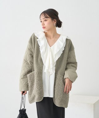 earth music&ecology ラッフルカラーブラウス Off White