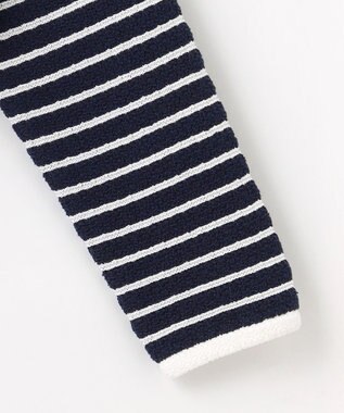 23区 【Oggi3月号掲載/洗える】ブークレコットン ニットジャケット ネイビー×オフ