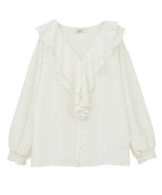 earth music&ecology ラッフルカラーブラウス Dot