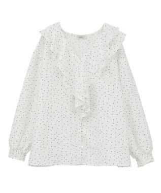 earth music&ecology ラッフルカラーブラウス Dot