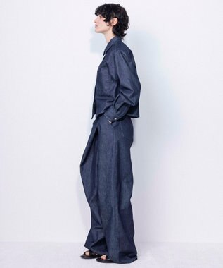 NAVE 【ReNave・セットアップ可/洗える】マーセライズデニム ラップワイドパンツ ネイビー系