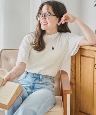 WEGO 【洗える/綿100%】USPOLOワンポイントTシャツ ホワイト