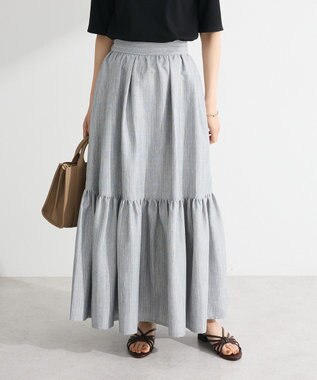 Green Parks ・ＥＬＥＮＣＡＲＥ　ＤＵＥ　リネンライクティアードスカー Gray