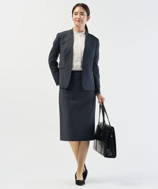 J.PRESS LADIES L 【セットアップ対応】BAHARIYE スカート ネイビーピンヘッド系