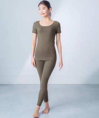 Wing あったかインナー オーガニックコットン混 やわらかくやさしい肌ざわり 【綿の贅沢オーガニック】 綿混 保温性 3分袖 半袖 秋 冬 EL4331 ウイング／ワコール サンドベージュ