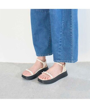 MODE ET JACOMO <noyau>パールデザイン厚底スポーツサンダル アイボリー