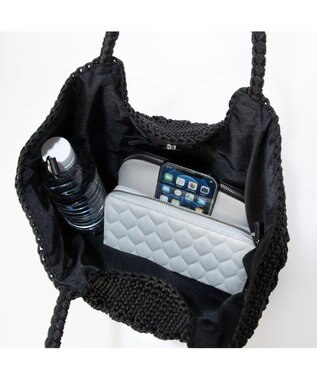 UNBILLION カシュカシュ cachecache / 柄編みベーシックトート カゴバッグ ブラック