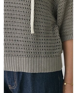 Green Parks クロシェ風セーラーカラーニット Gray