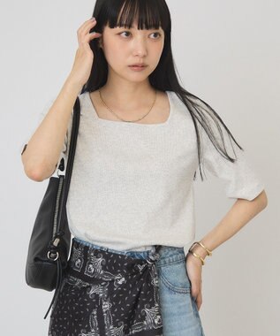 AMERICAN HOLIC スクエアネック5分袖プルオーバー Oatmeal