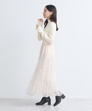 earth music&ecology チュールパールスカート Ivory