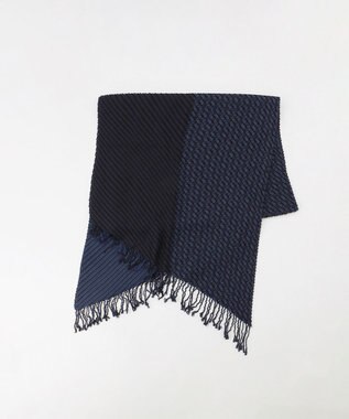 JOSEPH HOMME シルクカシミヤ　プリーツストール ネイビー系