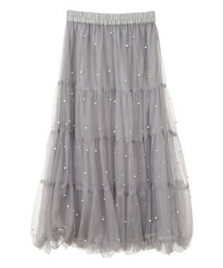 earth music&ecology チュールパールスカート Light Gray