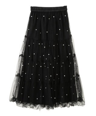 earth music&ecology チュールパールスカート Black