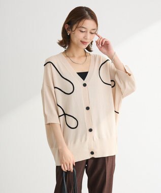 Green Parks 刺繍コードＶネックカーディガン Light Beige