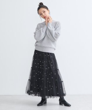 earth music&ecology チュールパールスカート Black