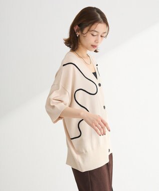 Green Parks 刺繍コードＶネックカーディガン Light Beige