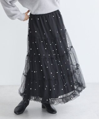 earth music&ecology チュールパールスカート Black