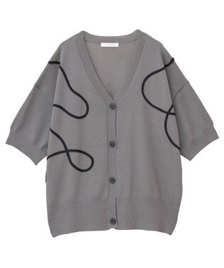 Green Parks 刺繍コードＶネックカーディガン Gray