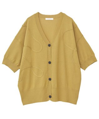 Green Parks 刺繍コードＶネックカーディガン Yellow