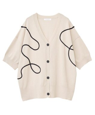 Green Parks 刺繍コードＶネックカーディガン Light Beige