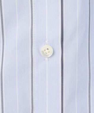 J.PRESS LADIES 【洗える】ランダムストライプ フリルネック ブラウス サックスブルー系1